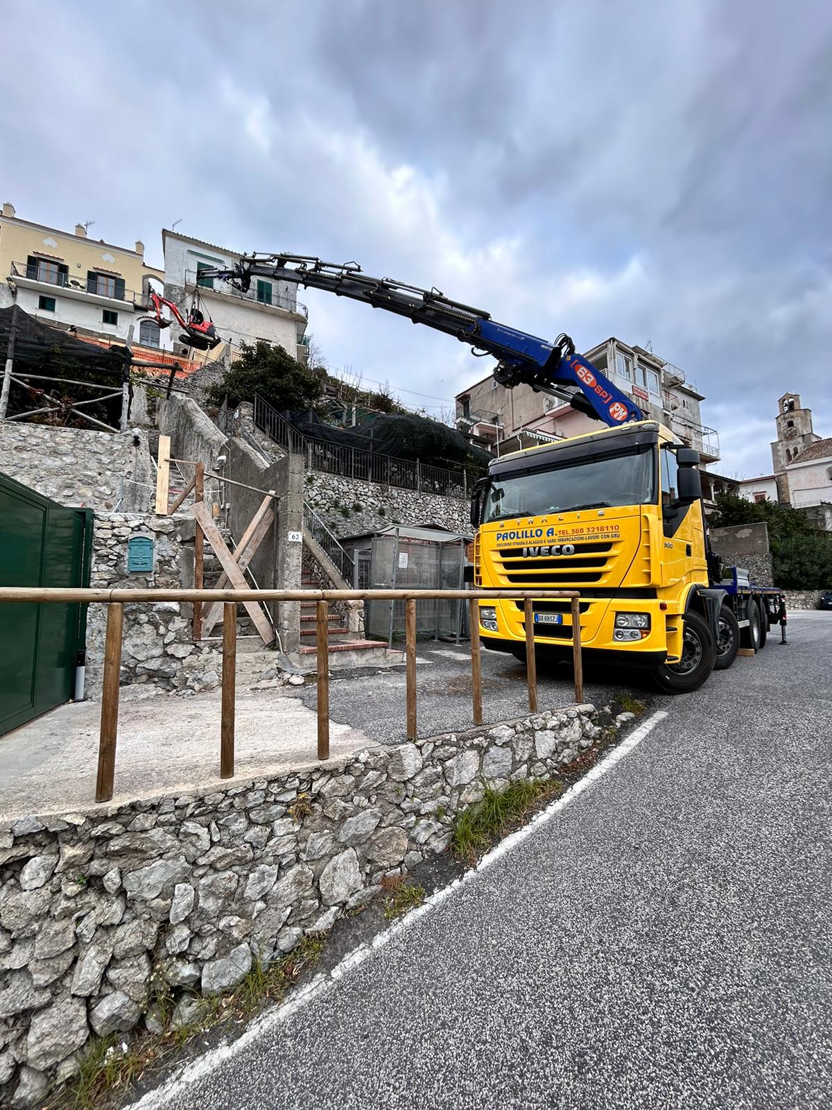 Gru in azione su strada
